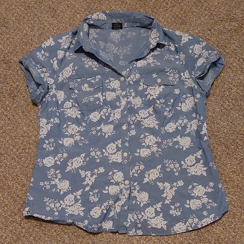 Faded Glory Floral Button-Down
